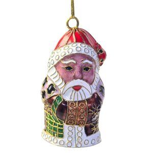Cloisonne Christmas Ornament Santa Claus Hanging Enamel Metal Holiday Decoration